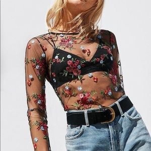 Urban Outfitters Floral Mesh Top